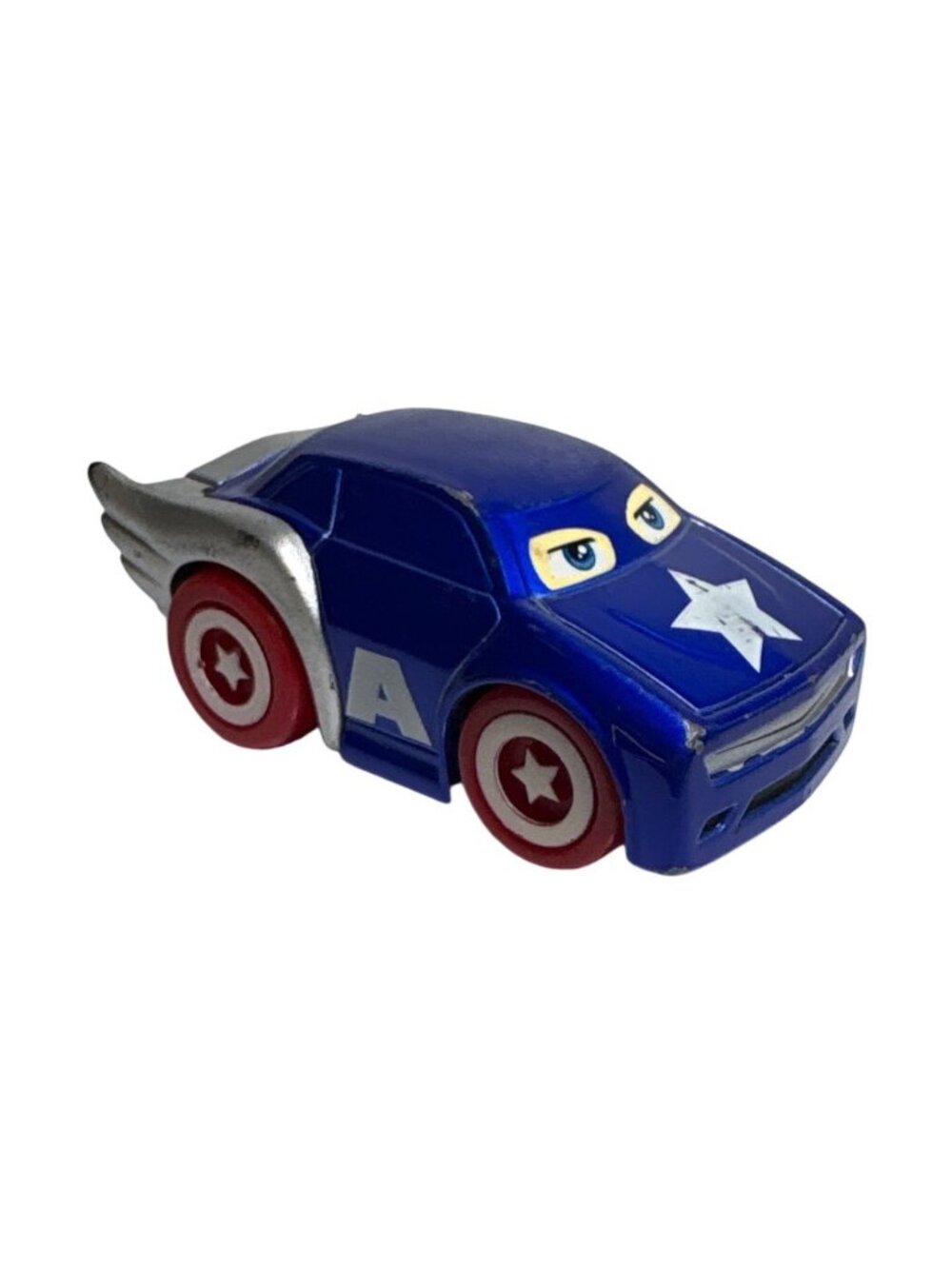 Maisto Captain America Diecast Toy Car Blue With Star Logo Red Wheels 3"